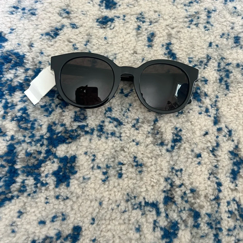 YSL Saint Laurent black acetate monogram sunglasses SL M15 black /grey/gold
